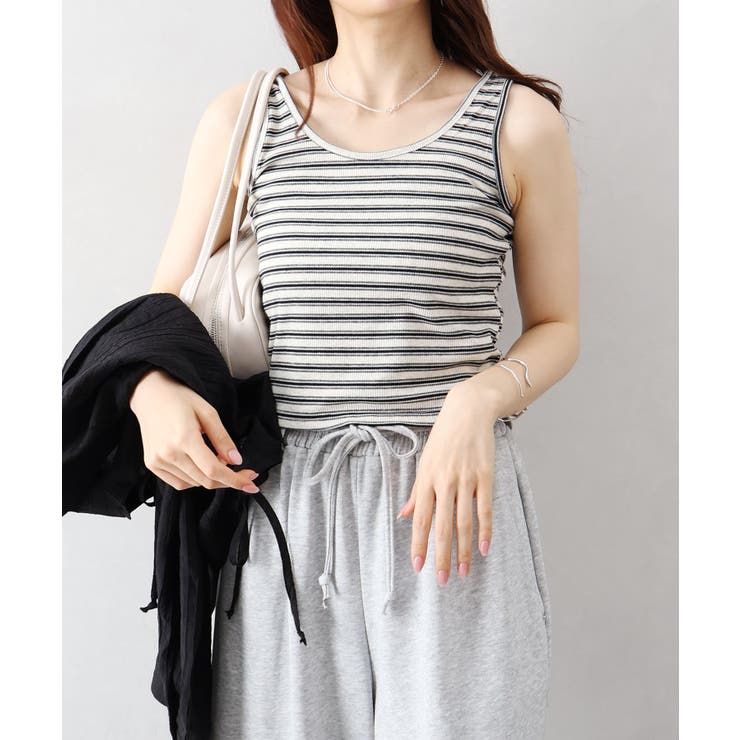 【2点セット】ボーダータンクトップサイドシャーリングシャツセット | SpRay | 詳細画像11 