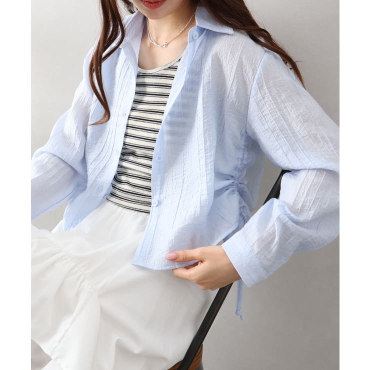 【2点セット】ボーダータンクトップサイドシャーリングシャツセット | SpRay | 詳細画像14 