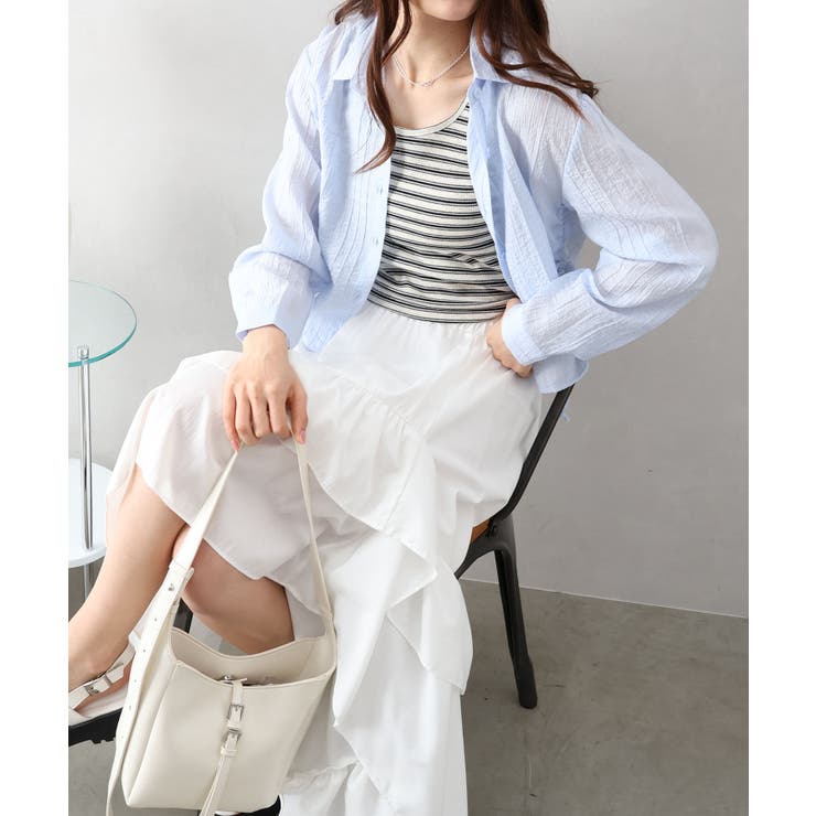 【2点セット】ボーダータンクトップサイドシャーリングシャツセット | SpRay | 詳細画像15 