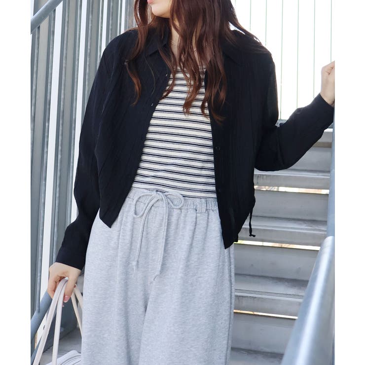 【2点セット】ボーダータンクトップサイドシャーリングシャツセット | SpRay | 詳細画像2 