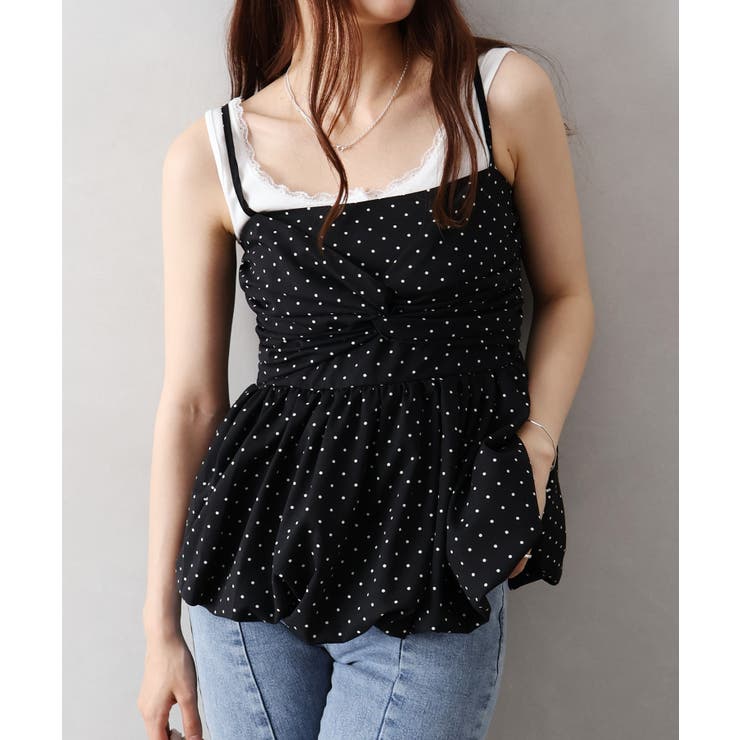 ブラック | ドットバルーンキャミソール | SpRay