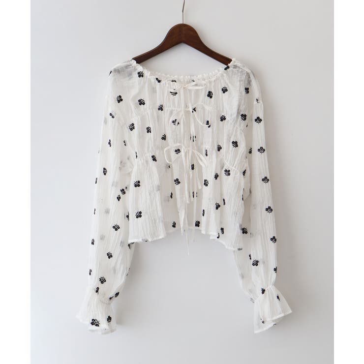 楊柳花刺繍リボンブラウス | SpRay | 詳細画像4 