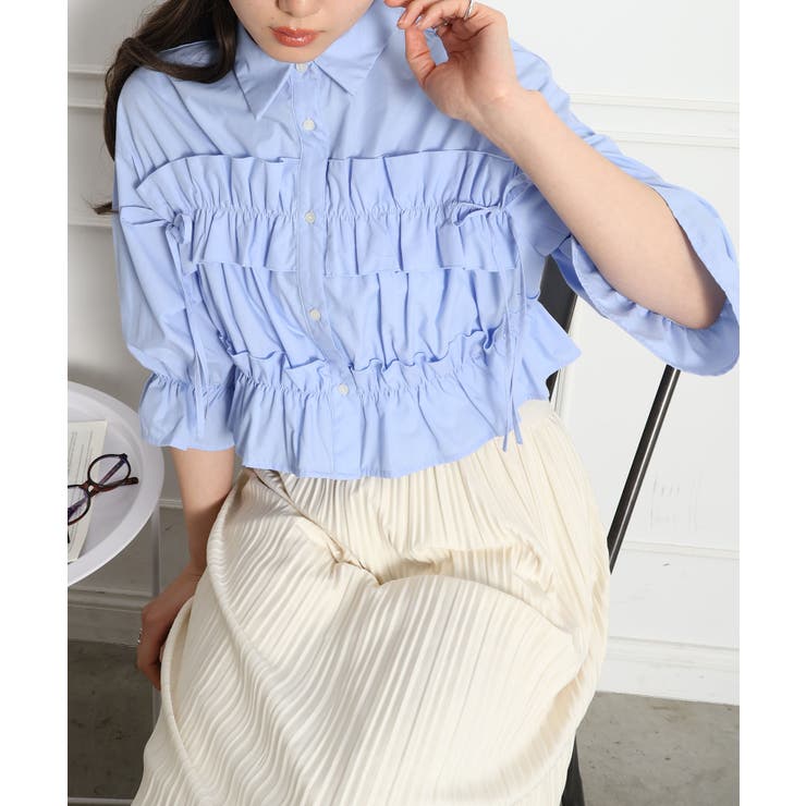 フリル5分袖クロップドシャツ | SpRay | 詳細画像8 