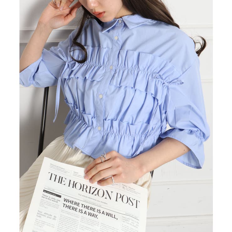 フリル5分袖クロップドシャツ | SpRay | 詳細画像9 