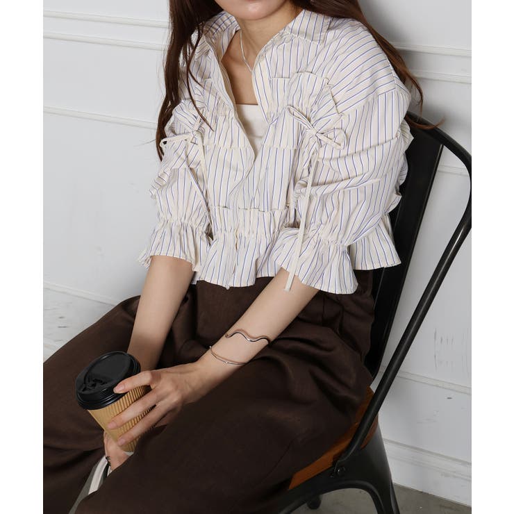 フリル5分袖クロップドシャツ | SpRay | 詳細画像16 