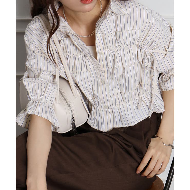 フリル5分袖クロップドシャツ | SpRay | 詳細画像17 