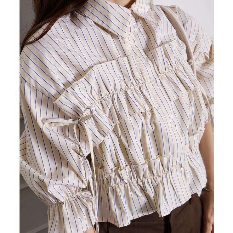 フリル5分袖クロップドシャツ | SpRay | 詳細画像19 