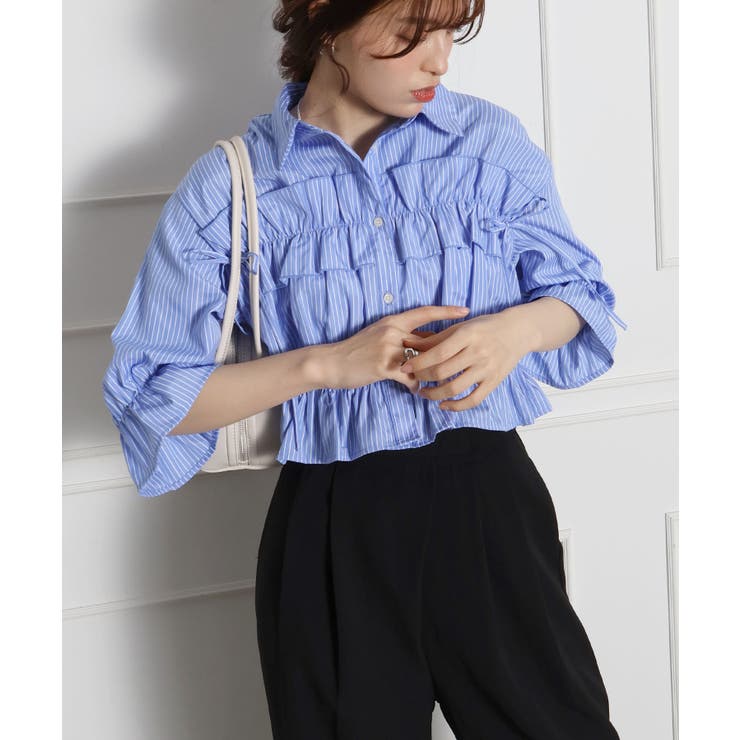 フリル5分袖クロップドシャツ | SpRay | 詳細画像23 