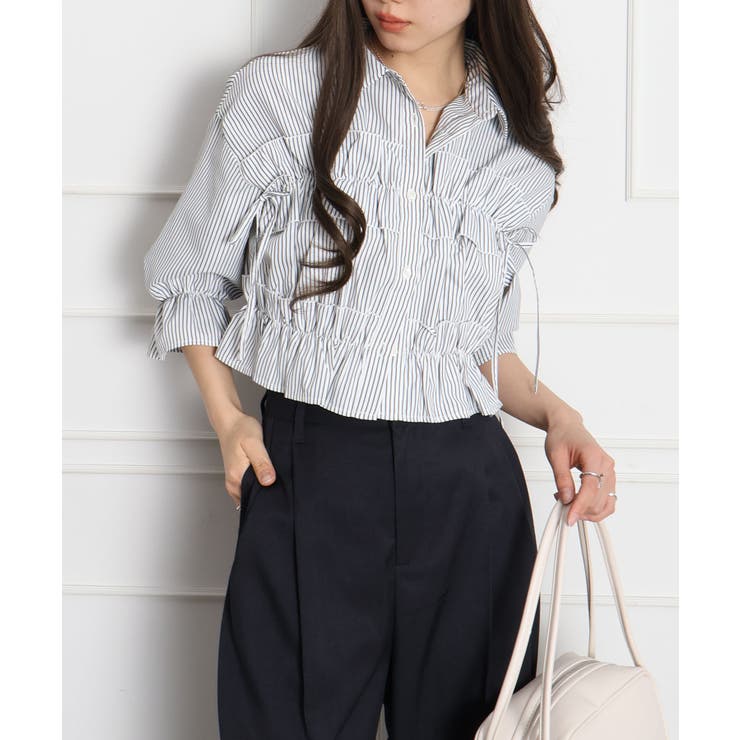 フリル5分袖クロップドシャツ | SpRay | 詳細画像25 