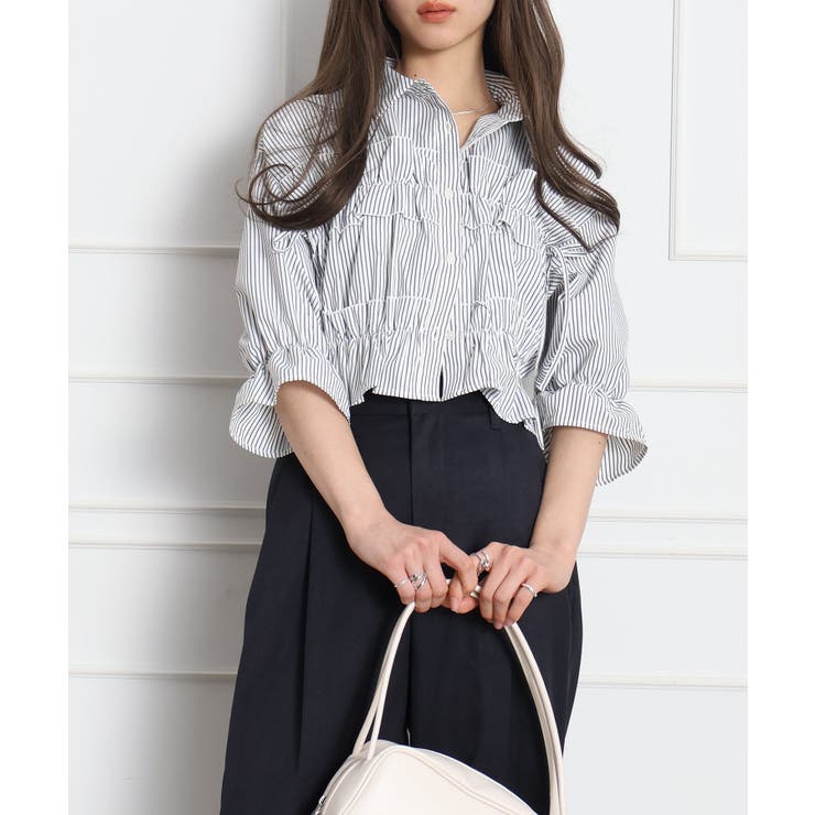 フリル5分袖クロップドシャツ | SpRay | 詳細画像26 