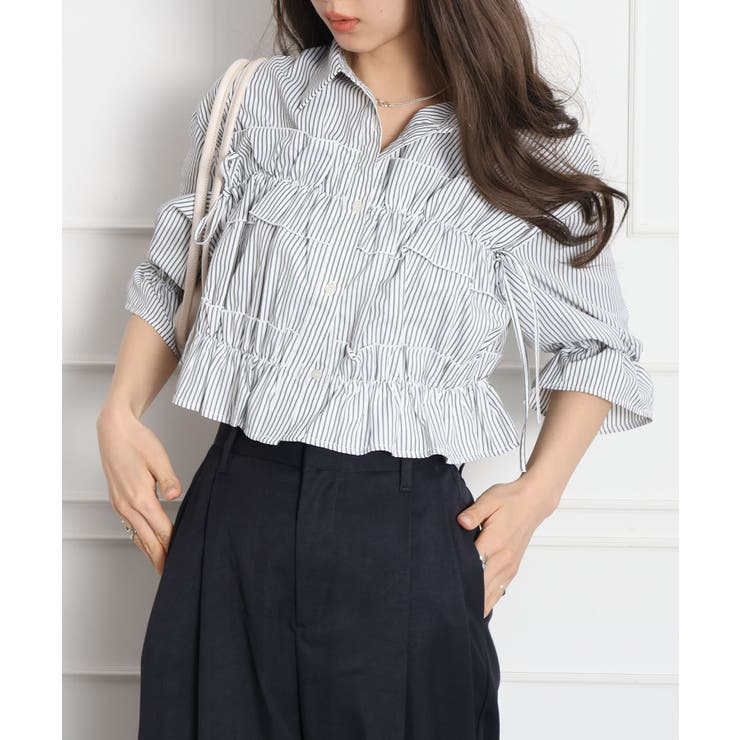 フリル5分袖クロップドシャツ | SpRay | 詳細画像28 