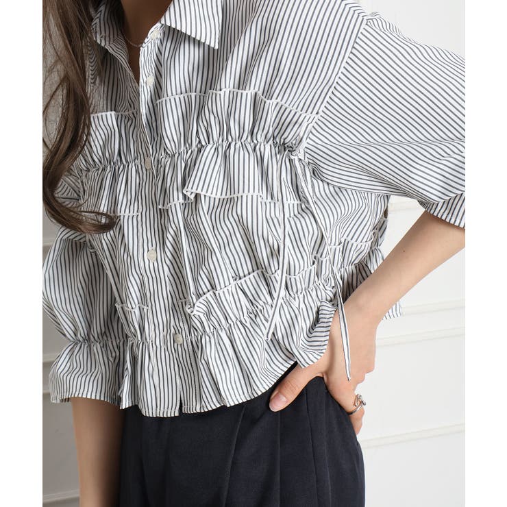 フリル5分袖クロップドシャツ | SpRay | 詳細画像30 