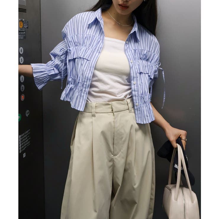 フリル5分袖クロップドシャツ | SpRay | 詳細画像5 