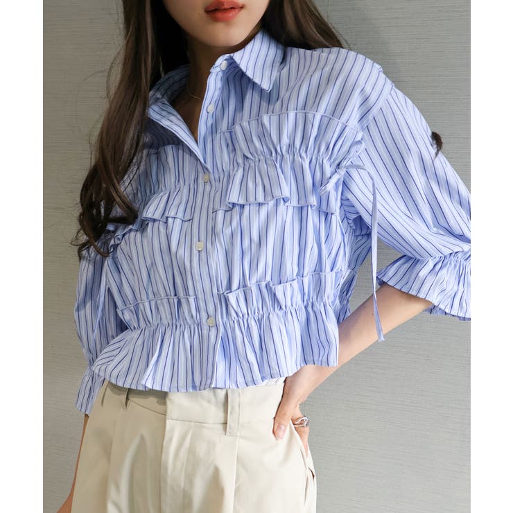 フリル5分袖クロップドシャツ | SpRay | 詳細画像6 