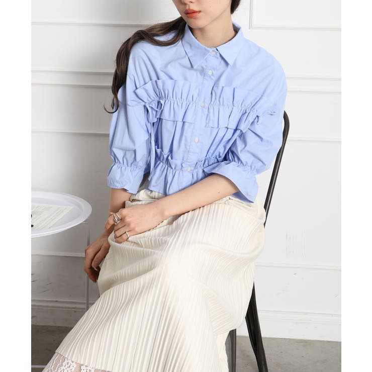 フリル5分袖クロップドシャツ | SpRay | 詳細画像7 