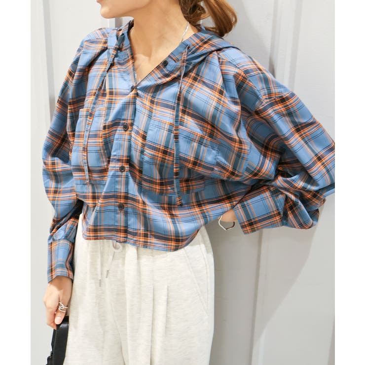 フードショートチェックシャツ | SpRay | 詳細画像11 