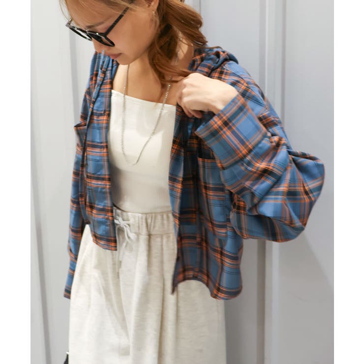 フードショートチェックシャツ | SpRay | 詳細画像12 