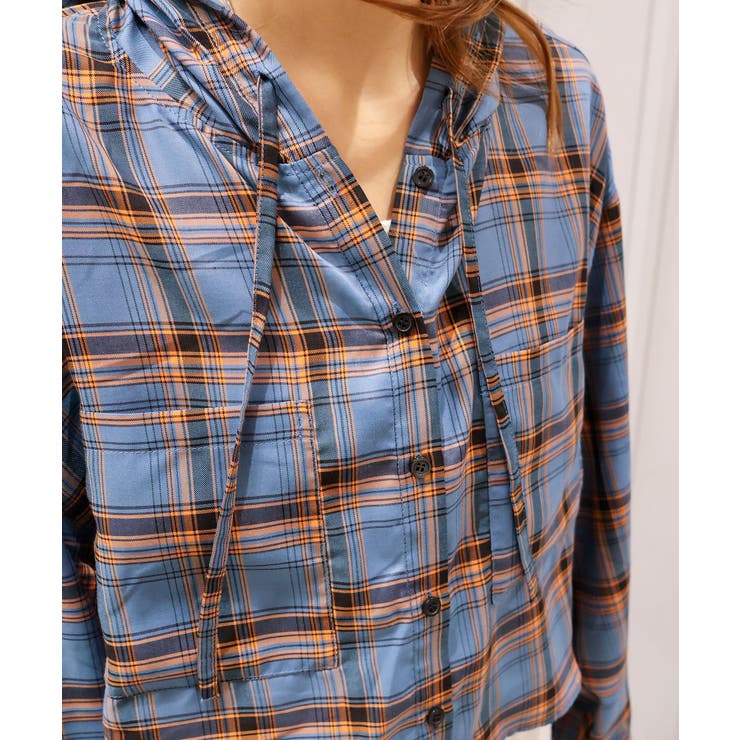 フードショートチェックシャツ | SpRay | 詳細画像15 