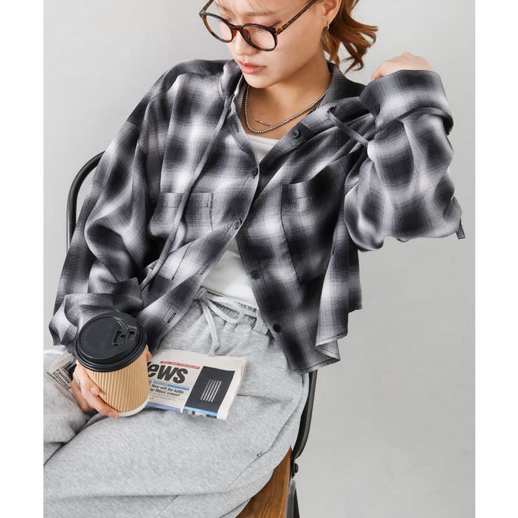 ブラック×ホワイト | フードショートチェックシャツ | SpRay