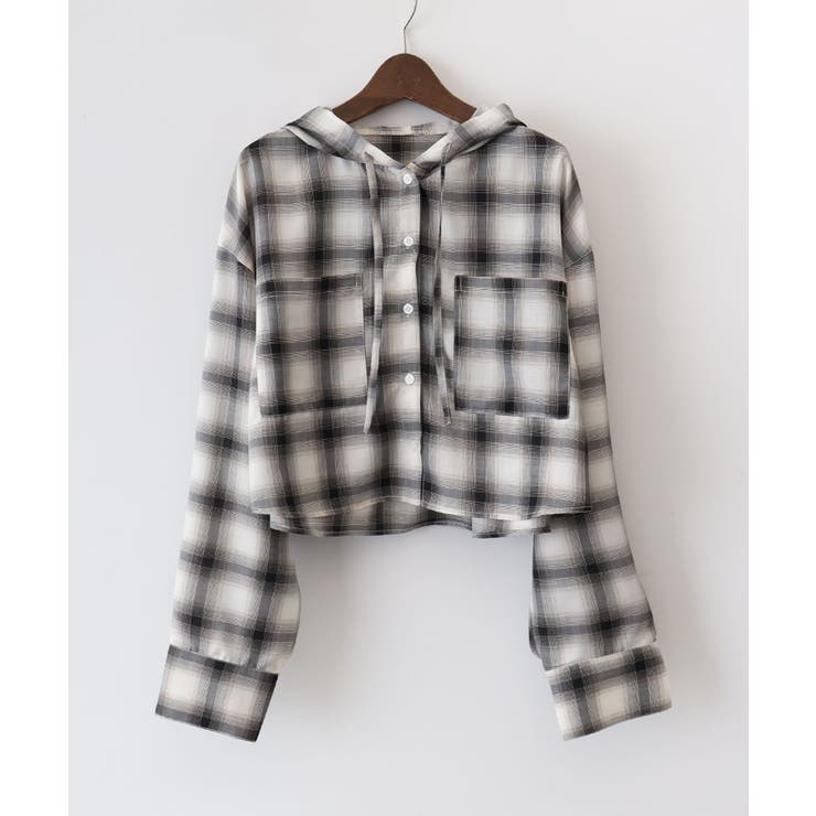 フードショートチェックシャツ | SpRay | 詳細画像18 