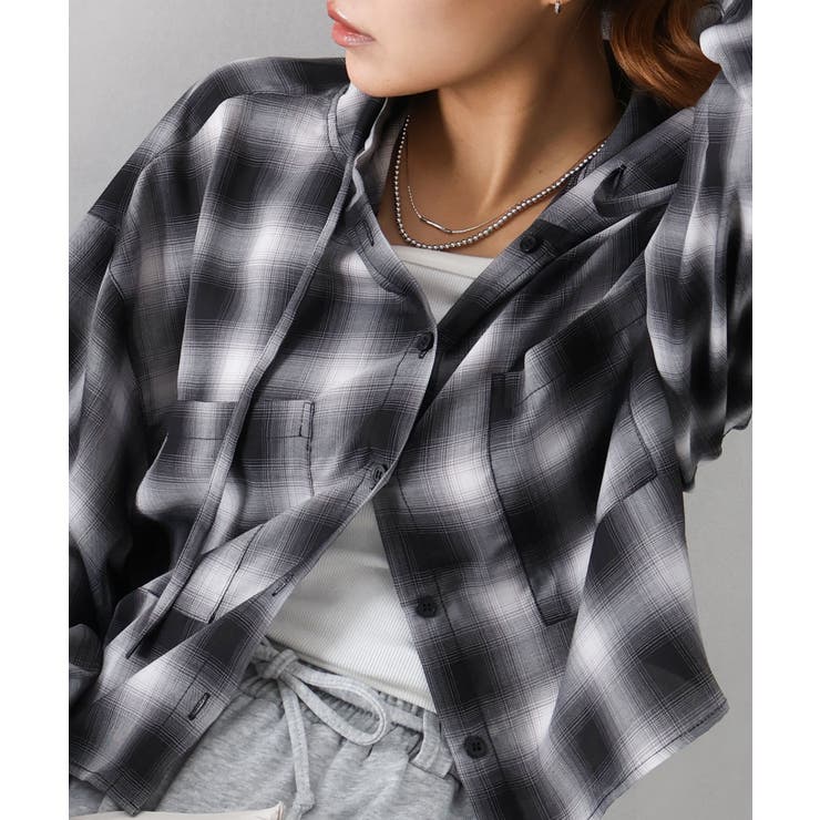 フードショートチェックシャツ | SpRay | 詳細画像7 