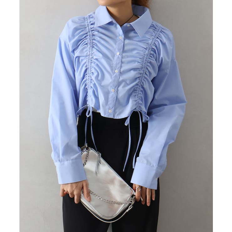 サックスブルー | フロントシャーリングシャツ | SpRay