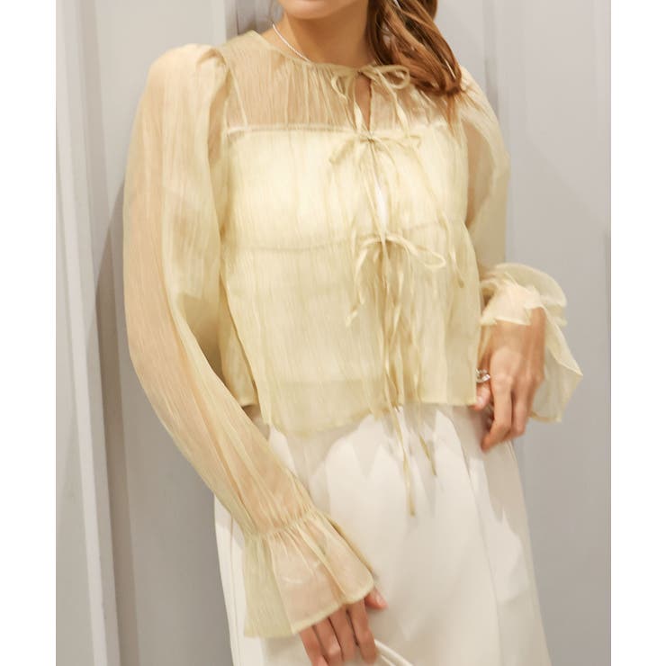 イエロー | シアーリボン2WAYブラウス | SpRay