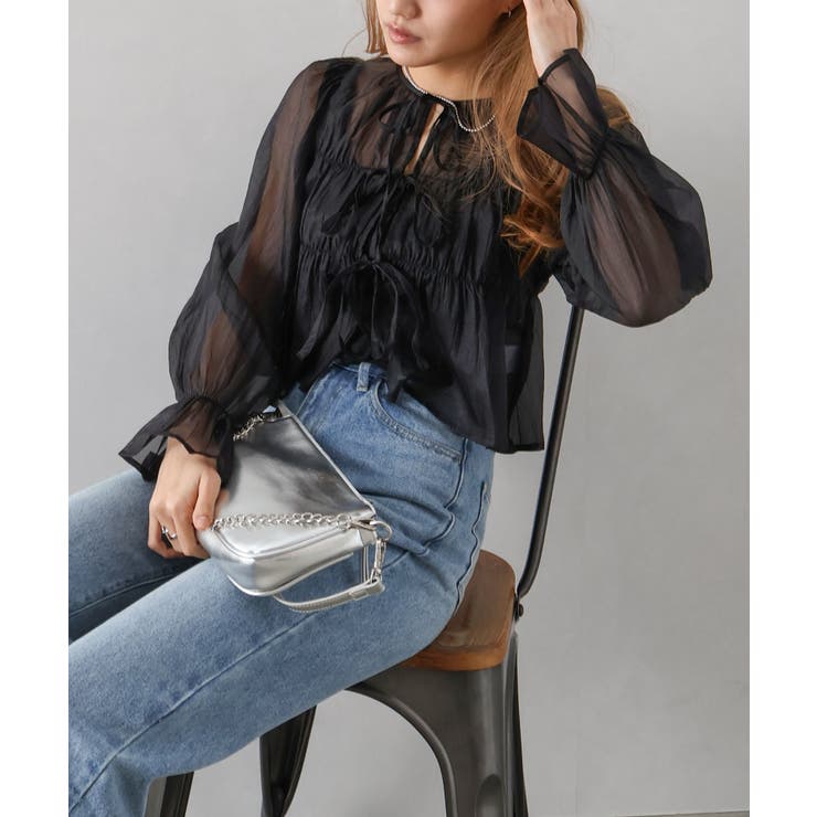 シアーリボン2WAYブラウス | SpRay | 詳細画像4 