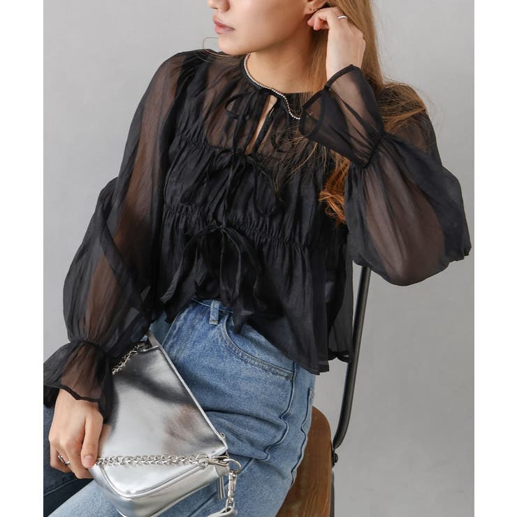 シアーリボン2WAYブラウス | SpRay | 詳細画像5 