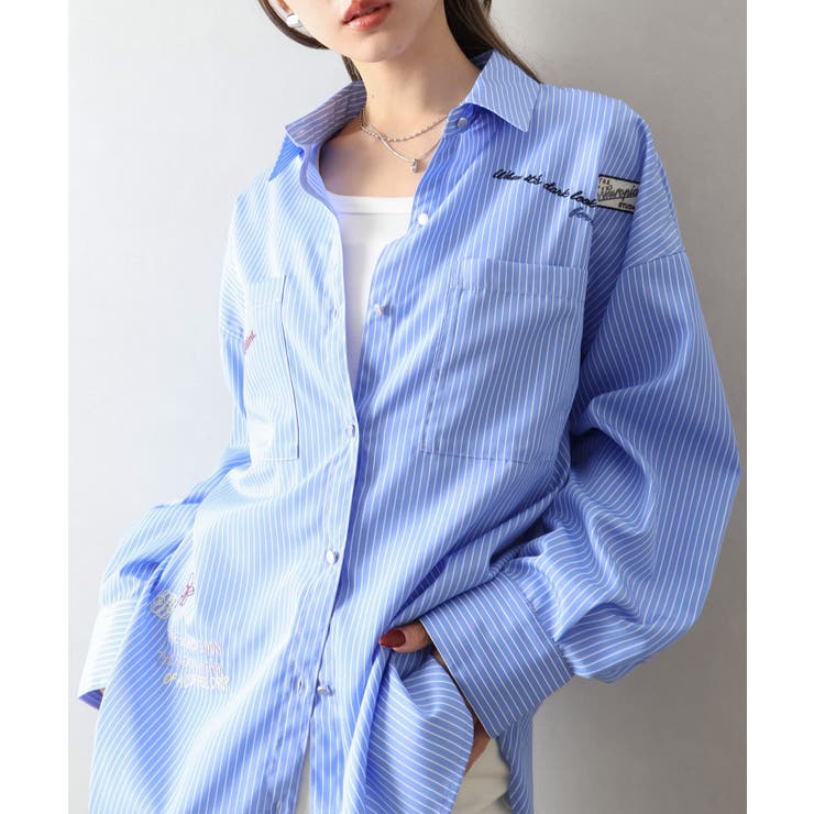 ブルー/ホワイト | 刺繍シャツ | SpRay