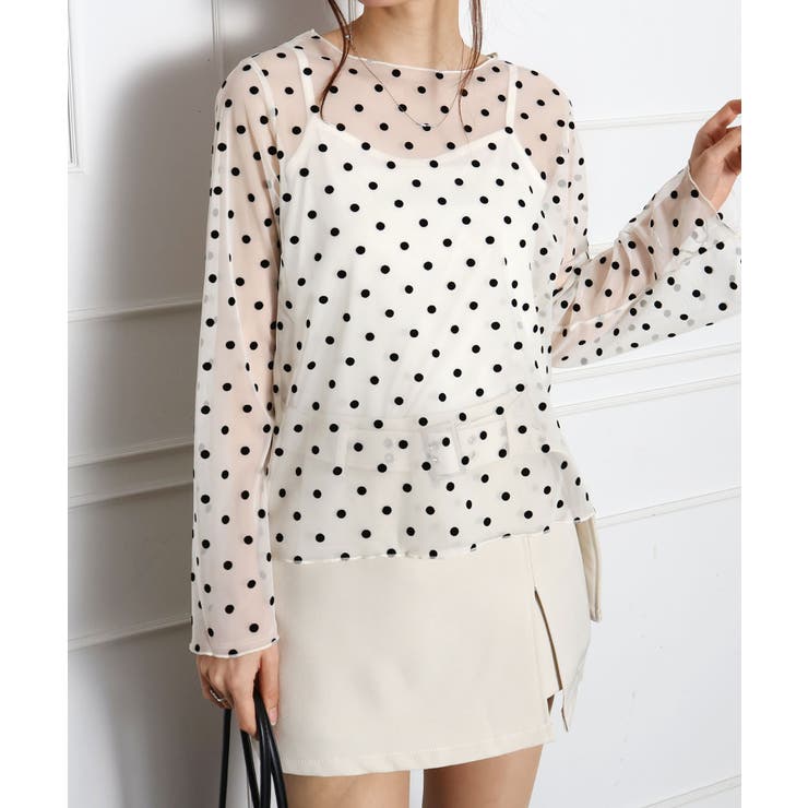 キャミ付フロッキードットロングスリーブ | SpRay | 詳細画像8 