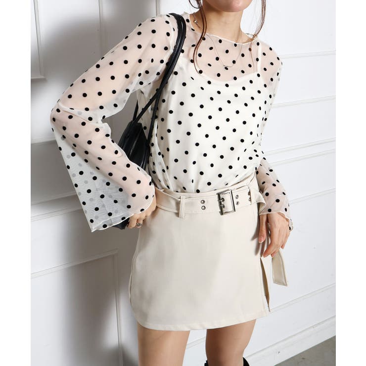 キャミ付フロッキードットロングスリーブ | SpRay | 詳細画像9 