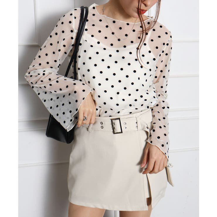 キャミ付フロッキードットロングスリーブ | SpRay | 詳細画像10 