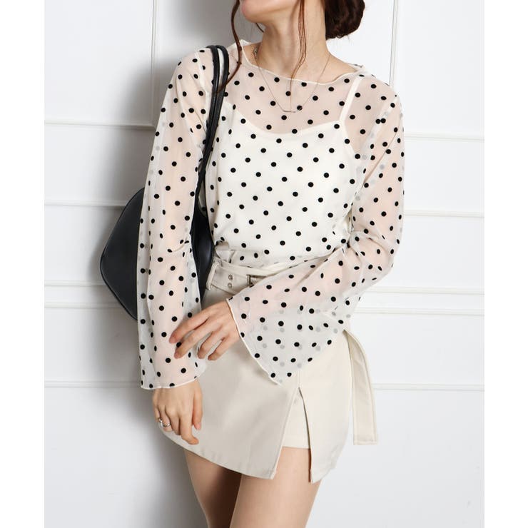 キャミ付フロッキードットロングスリーブ | SpRay | 詳細画像11 