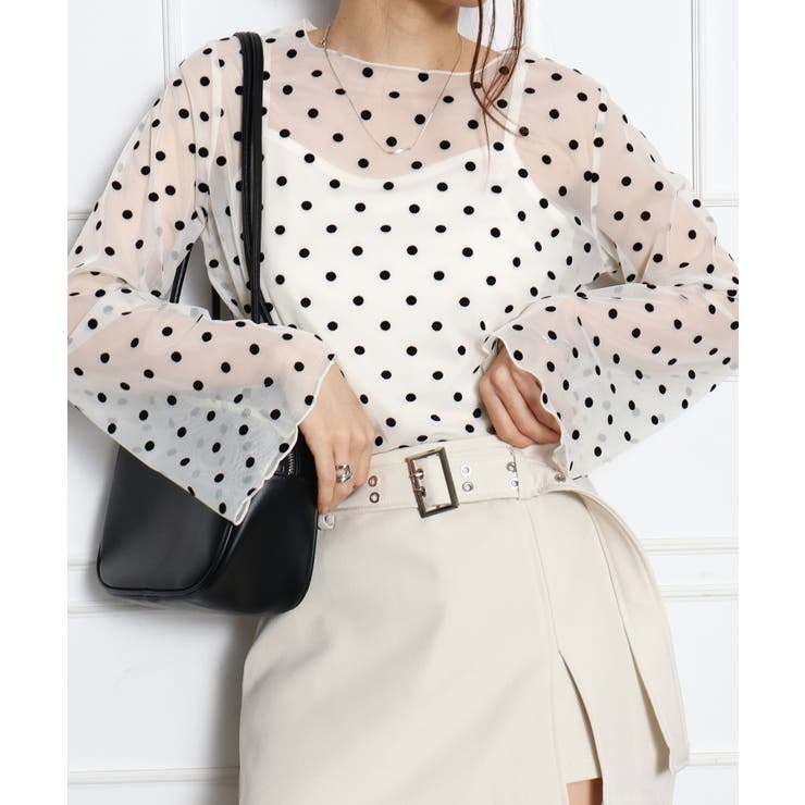 キャミ付フロッキードットロングスリーブ | SpRay | 詳細画像13 