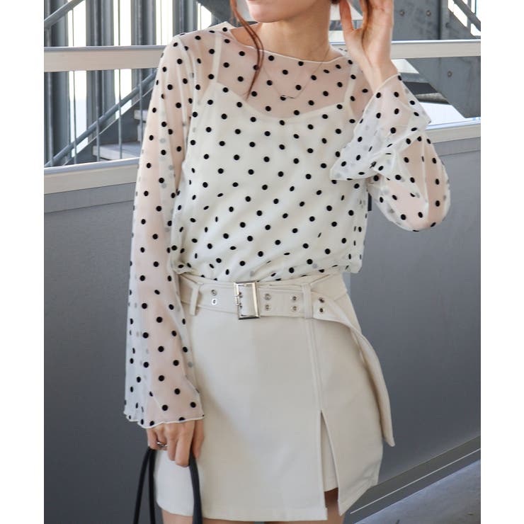 キャミ付フロッキードットロングスリーブ | SpRay | 詳細画像15 