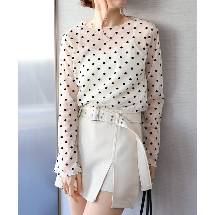 キャミ付フロッキードットロングスリーブ | SpRay | 詳細画像17 