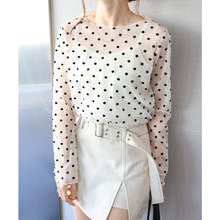 キャミ付フロッキードットロングスリーブ | SpRay | 詳細画像18 