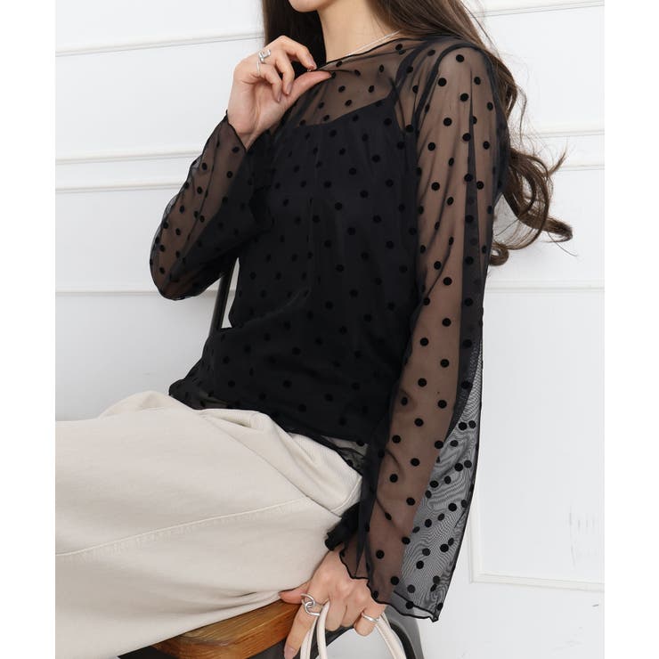 キャミ付フロッキードットロングスリーブ | SpRay | 詳細画像20 