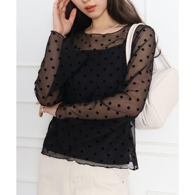 キャミ付フロッキードットロングスリーブ | SpRay | 詳細画像24 