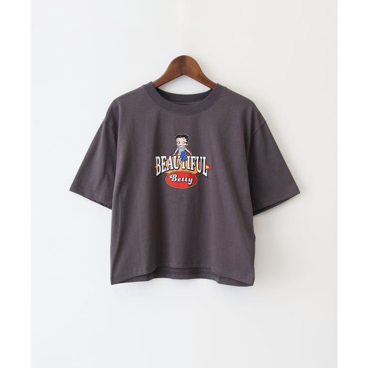 チャコールグレー | BETTYプリントショート丈Tシャツ | SpRay