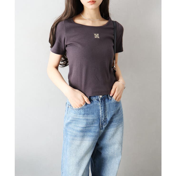 テレコ刺繍モチーフTシャツ | SpRay | 詳細画像12 