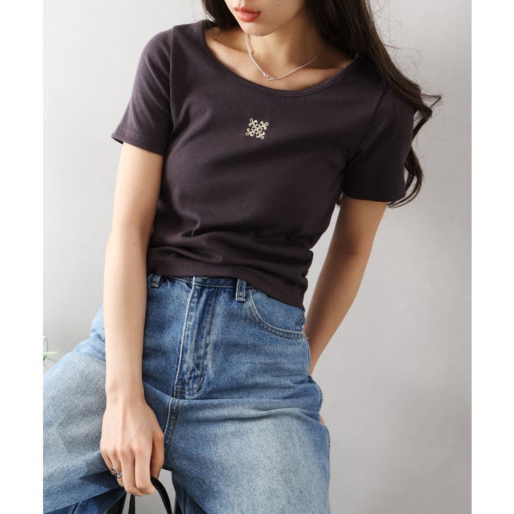 テレコ刺繍モチーフTシャツ | SpRay | 詳細画像13 