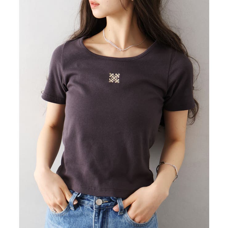 テレコ刺繍モチーフTシャツ | SpRay | 詳細画像16 