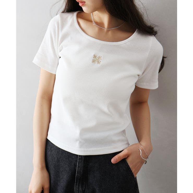テレコ刺繍モチーフTシャツ | SpRay | 詳細画像2 