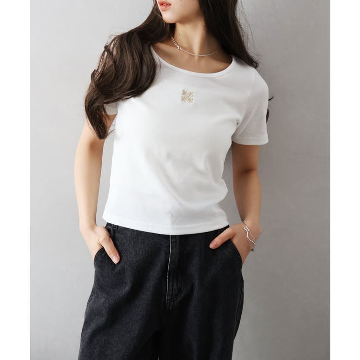 テレコ刺繍モチーフTシャツ | SpRay | 詳細画像5 