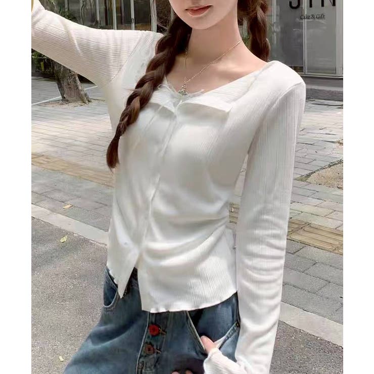 オフホワイト | フェイクレイヤードトップス | SpRay