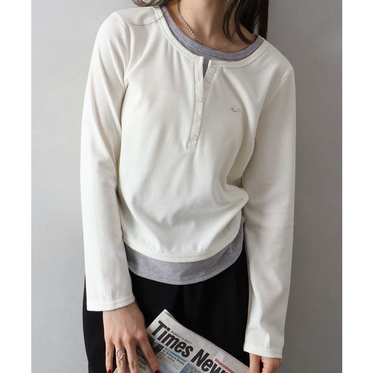 アイボリー | 配色ヘンリーフェイクレイヤード | SpRay