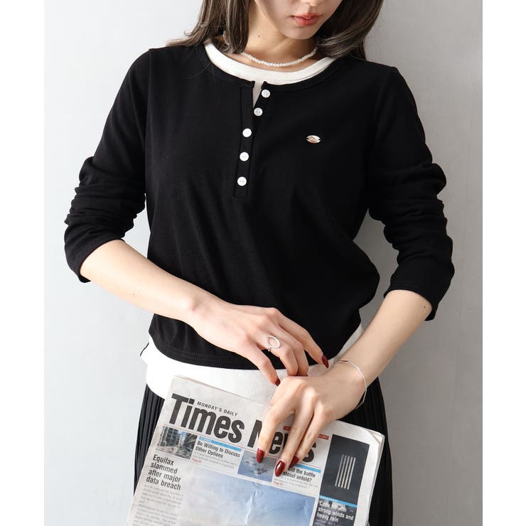 ブラック | 配色ヘンリーフェイクレイヤード | SpRay