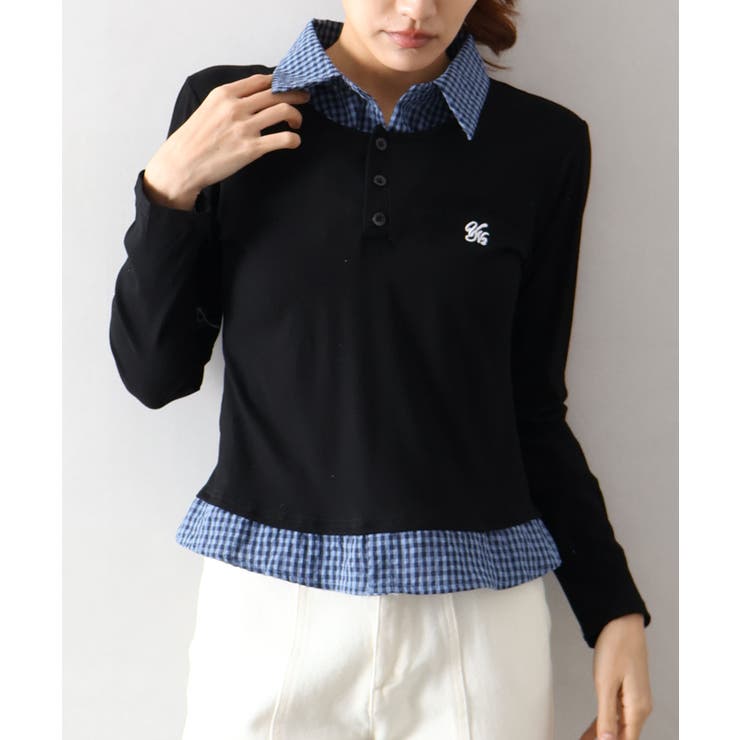 ブラック | テレコｘチェックレイヤードスキッパー | SpRay